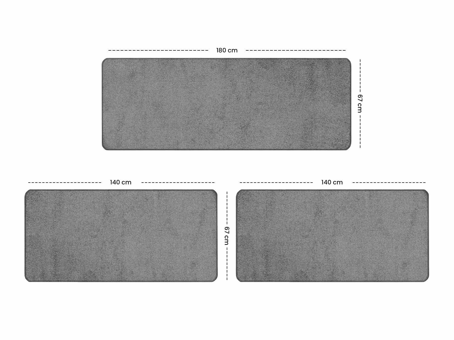 Bettumrandung MANILA Primaflor-Ideen in Textil, Höhe 10 mm, (3-tlg), Bettvorleger, Kurzflor, Uni Farben, Läufer-Set für das Schlafzimmer