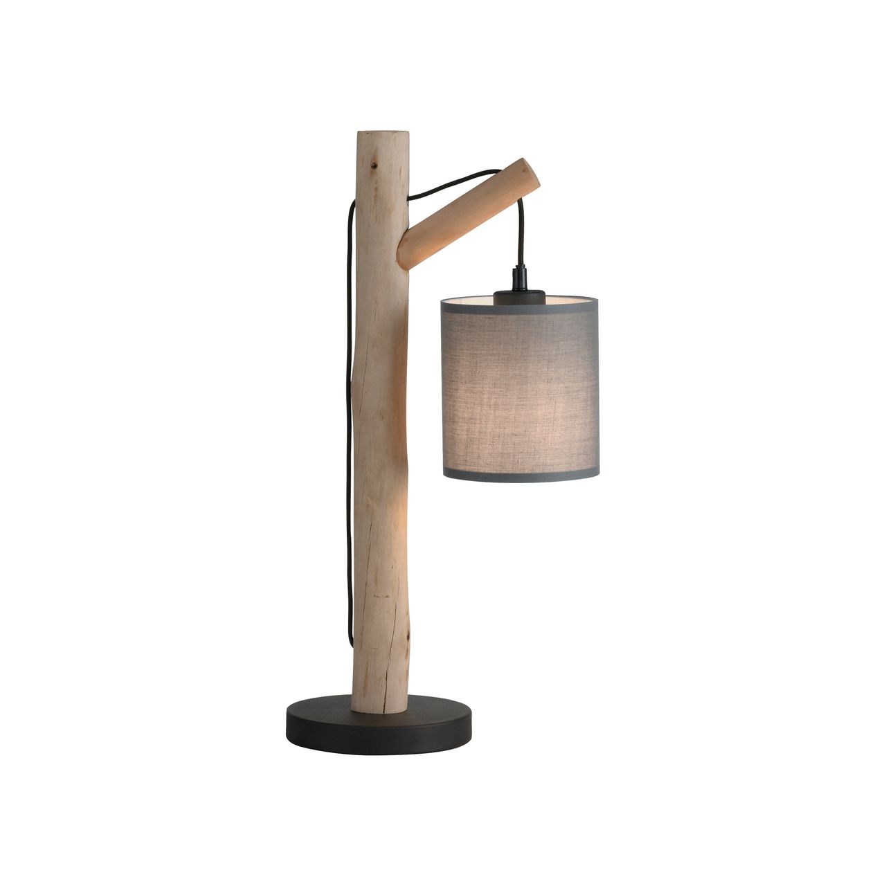 JUST LIGHT Tischleuchte GREEN TRIBU, 1x E27/10,00Watt max., Eukalyptusholz, Taupe