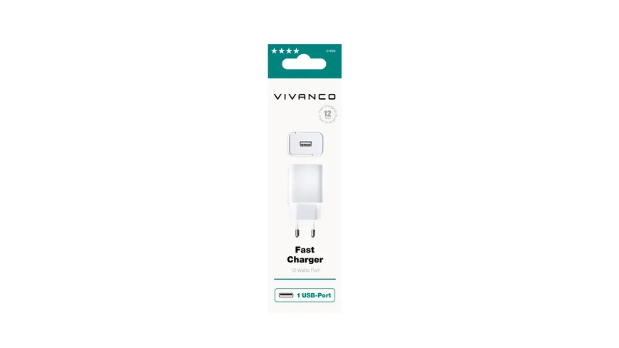 Vivanco Fast Charger mit Smart IC, Ladegerät 12W