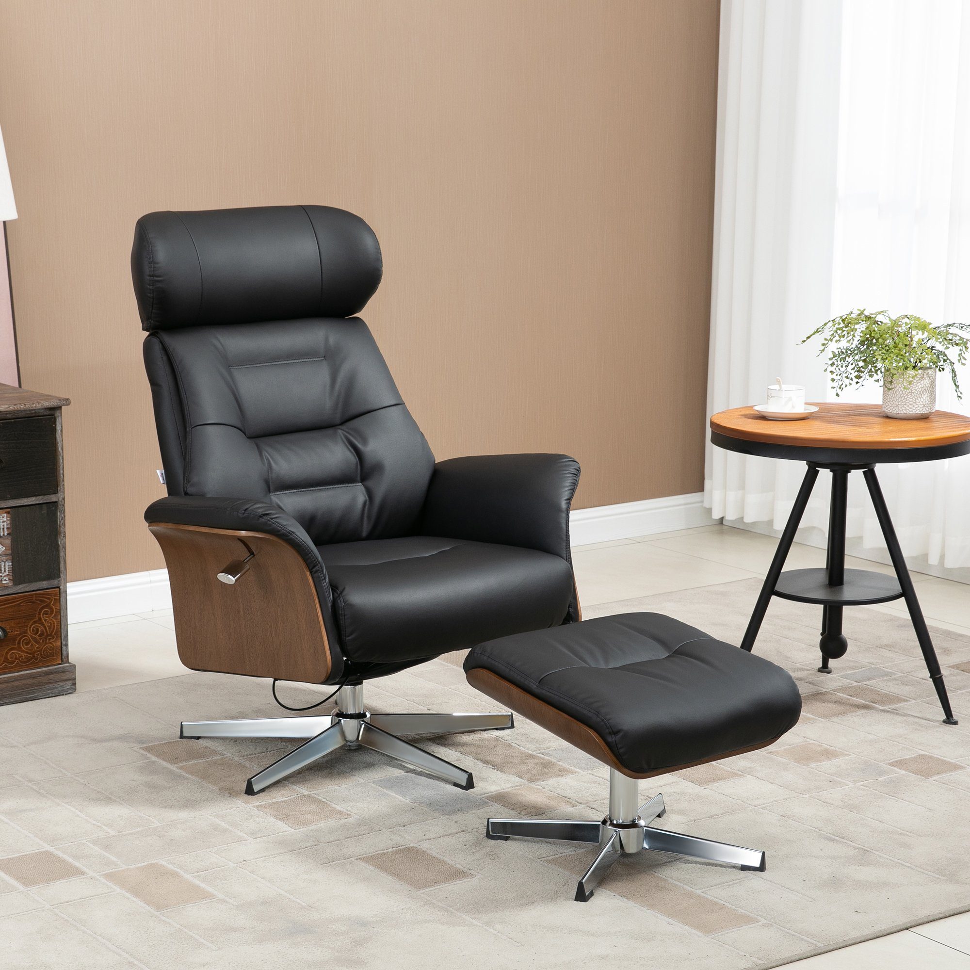 HOMCOM Polsterstuhl Relaxsessel (Liegestuhl mit Fußbank, 2 St), BxLxH: 84x80x108 cm