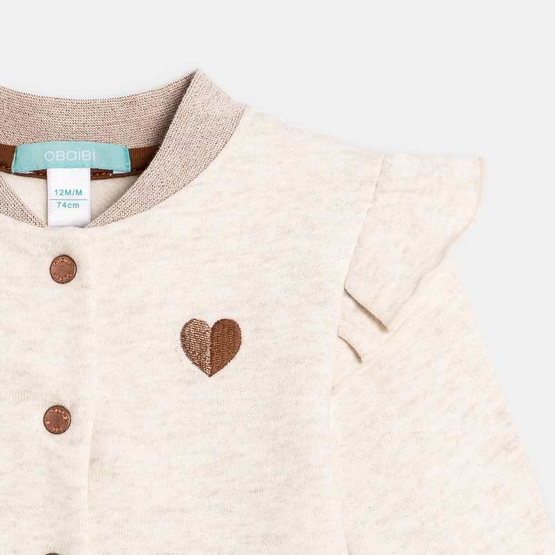 Gilet molleton à volants beige bébé fille