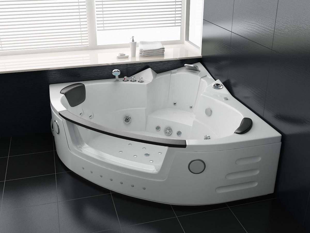 PureHaven Whirlpool 140x140 cm Wasserfall Heizung Lichttherapie Soundsystem Reinigungsprogramm Bluetooth-Soundsystem