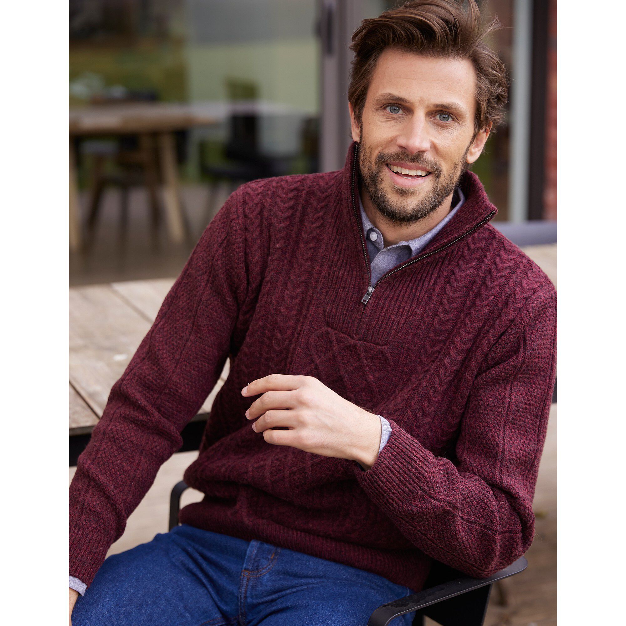 Pull col camionneur maille irlandaise
