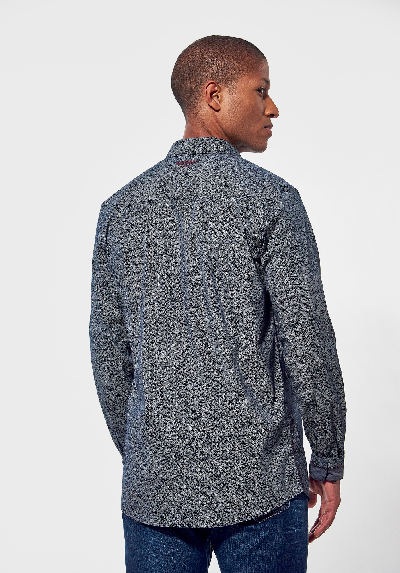 POWEL  Chemise slim bleue Homme imprimé
