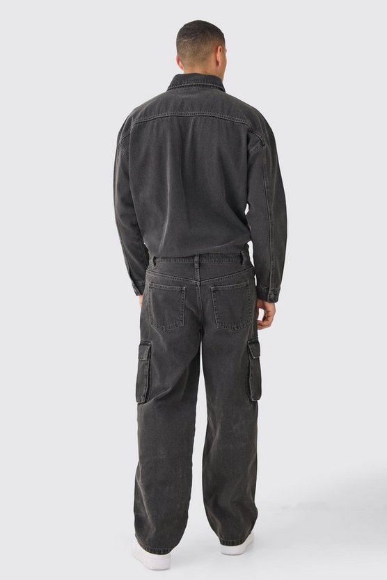 Oversize Denim-Boilersuit mit Cargo-Taschen