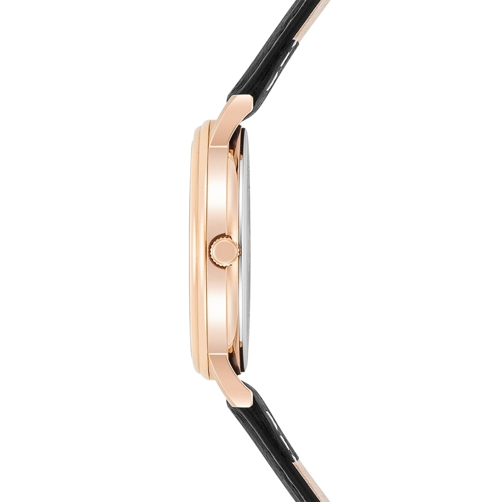 Trilani Montre à quartz en Cuir véritable en Noir Montre