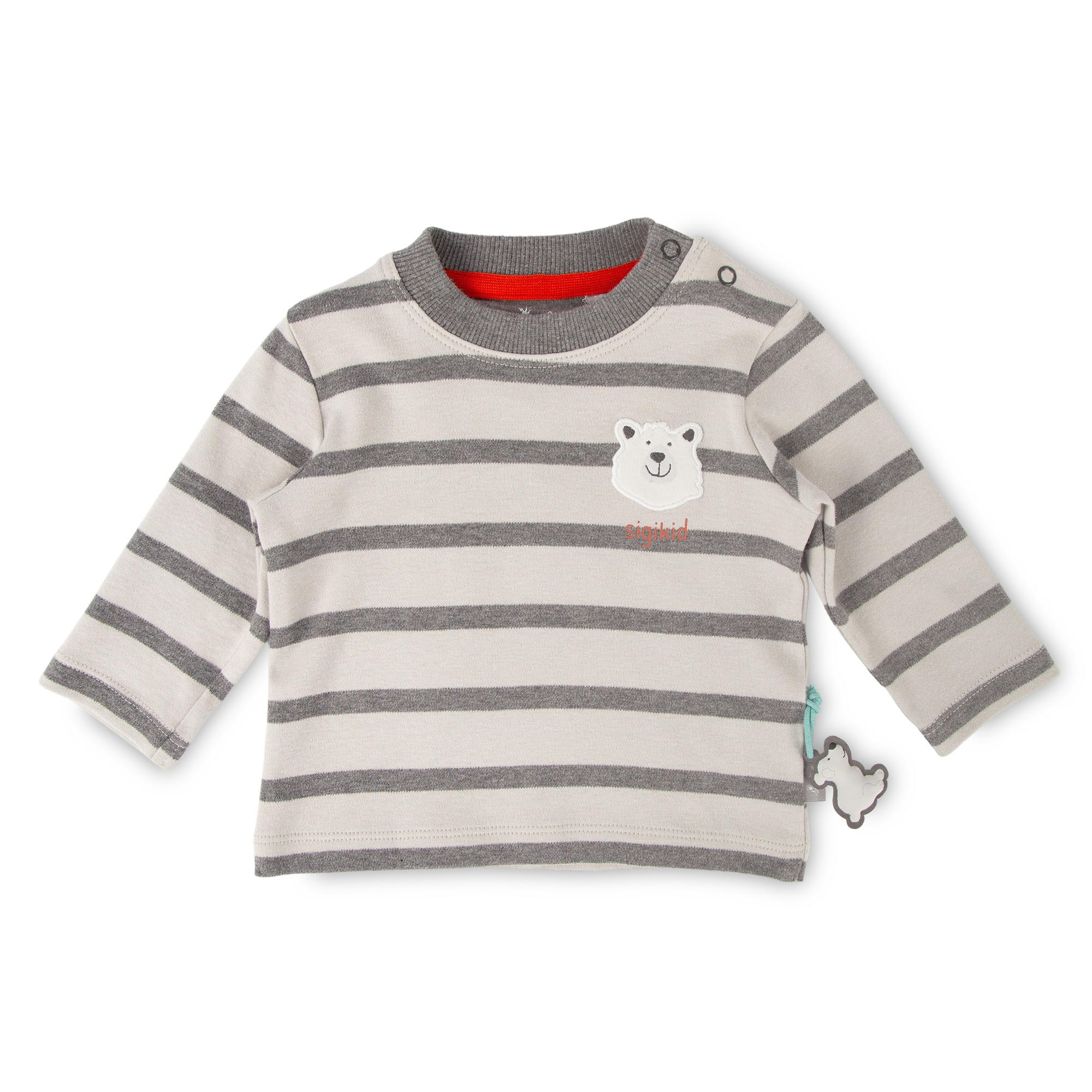 Baby Langarmshirt Eisbär, grau geringelt