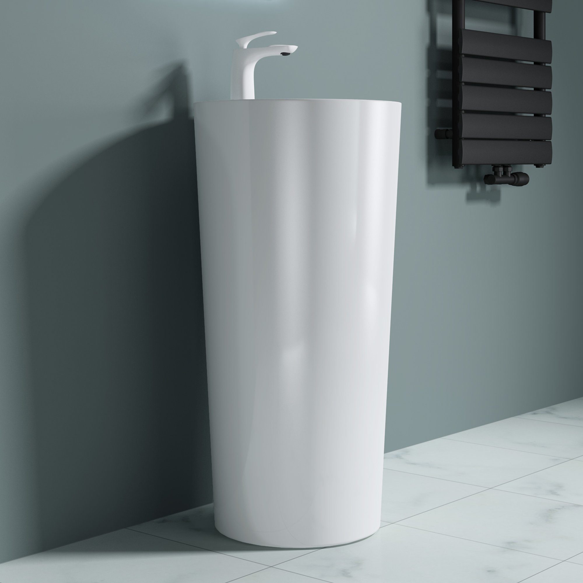 doporro Waschbecken doporro 45x45x90cm Design Standwaschbecken Col35 Gussmarmor Waschsäule