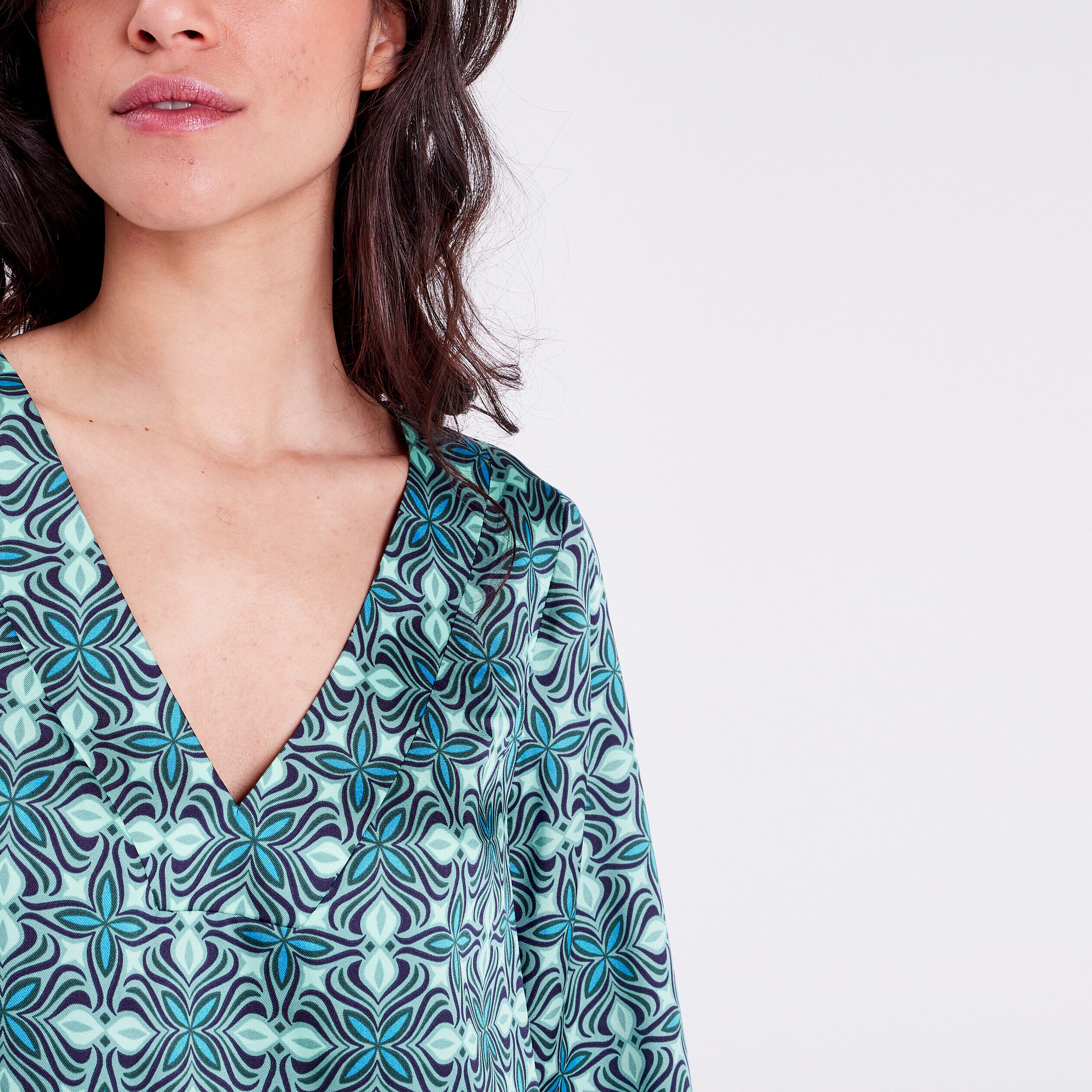 Blouse manches 3/4 vert menthe femme | Cache Cache