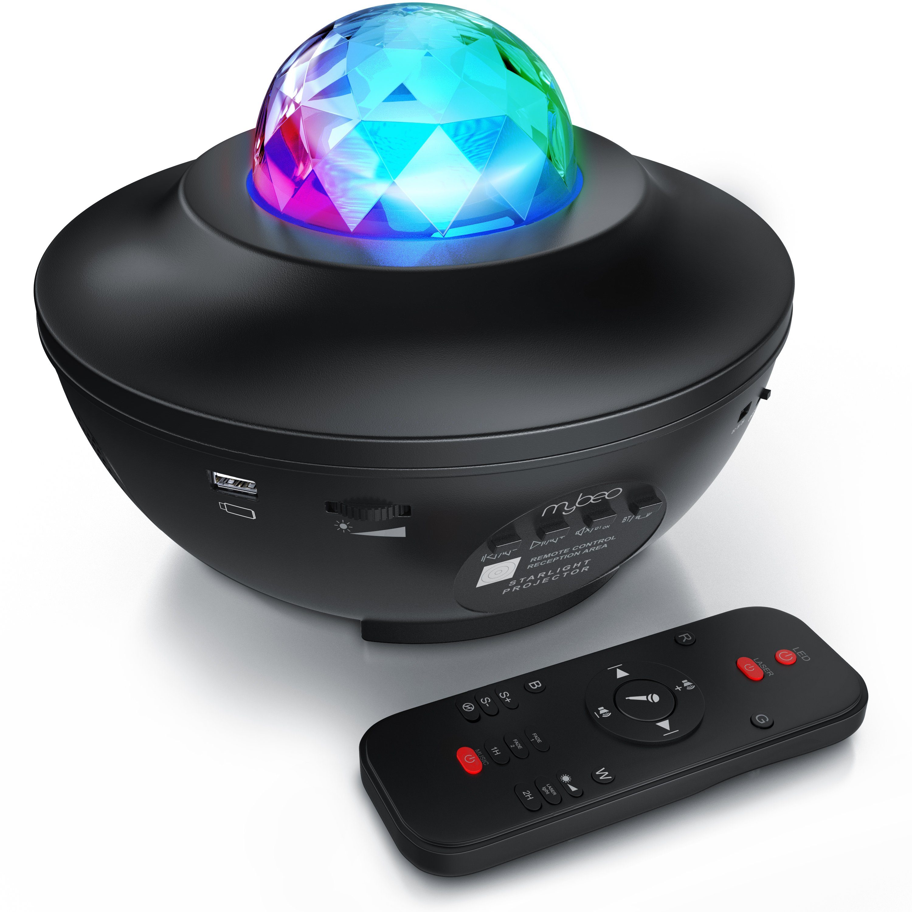 MyBeo LED-Sternenhimmel, Dimmfunktion; Ein-/Ausschalter; Farbwechsel, LED fest integriert, LED Sternenprojektor 360°, Timer, Kinder, Sternenhimmel Nachtlicht