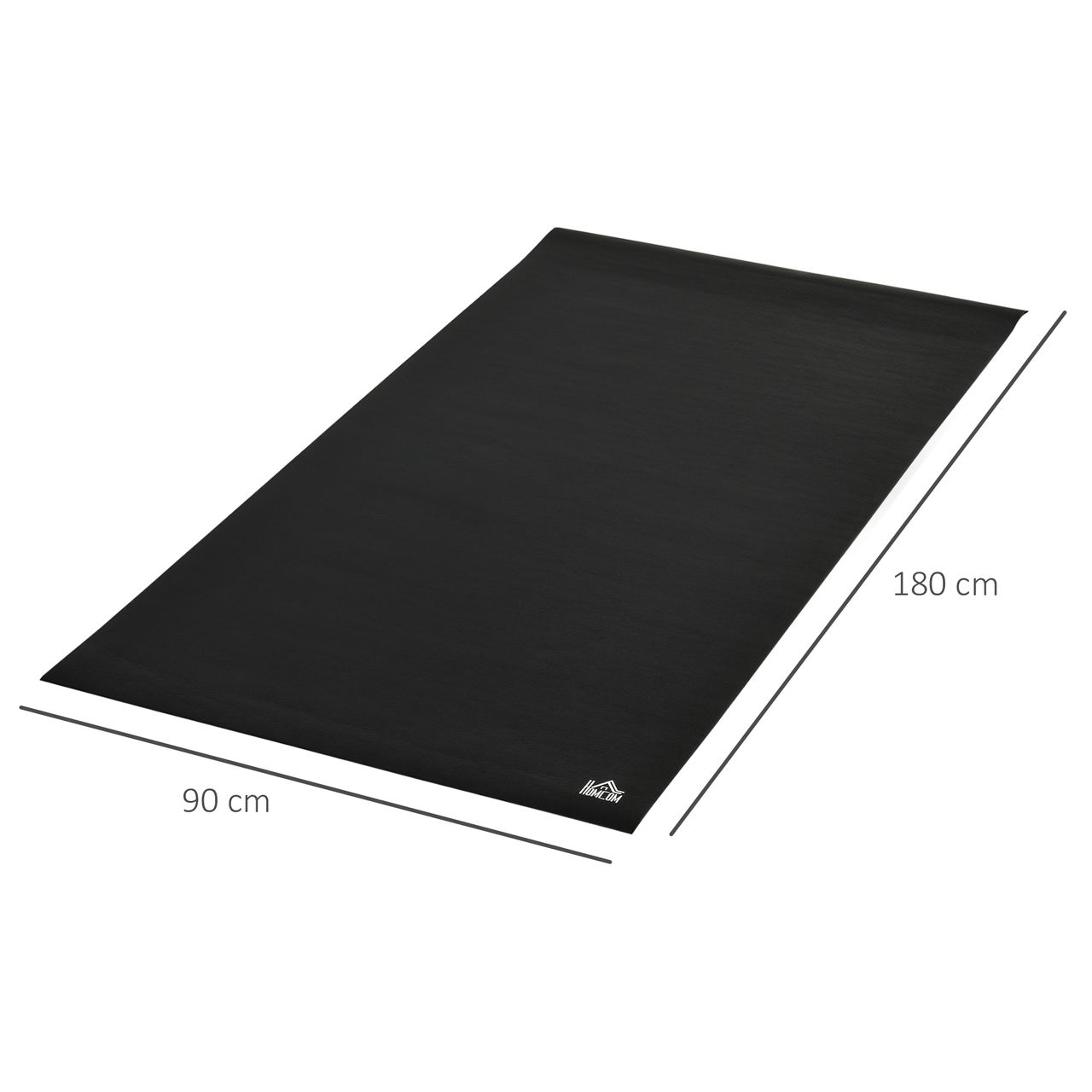 HOMCOM Bodenschutzmatte für Fitnessgeräte Sport Multifunktionsmatte Gymnastikmatten Yogamatten Anti-Rutsch Fitnessgerät für Heimtrainer Crosstrainer Laufband Schwarz 180 x 90 x 0,6 cm