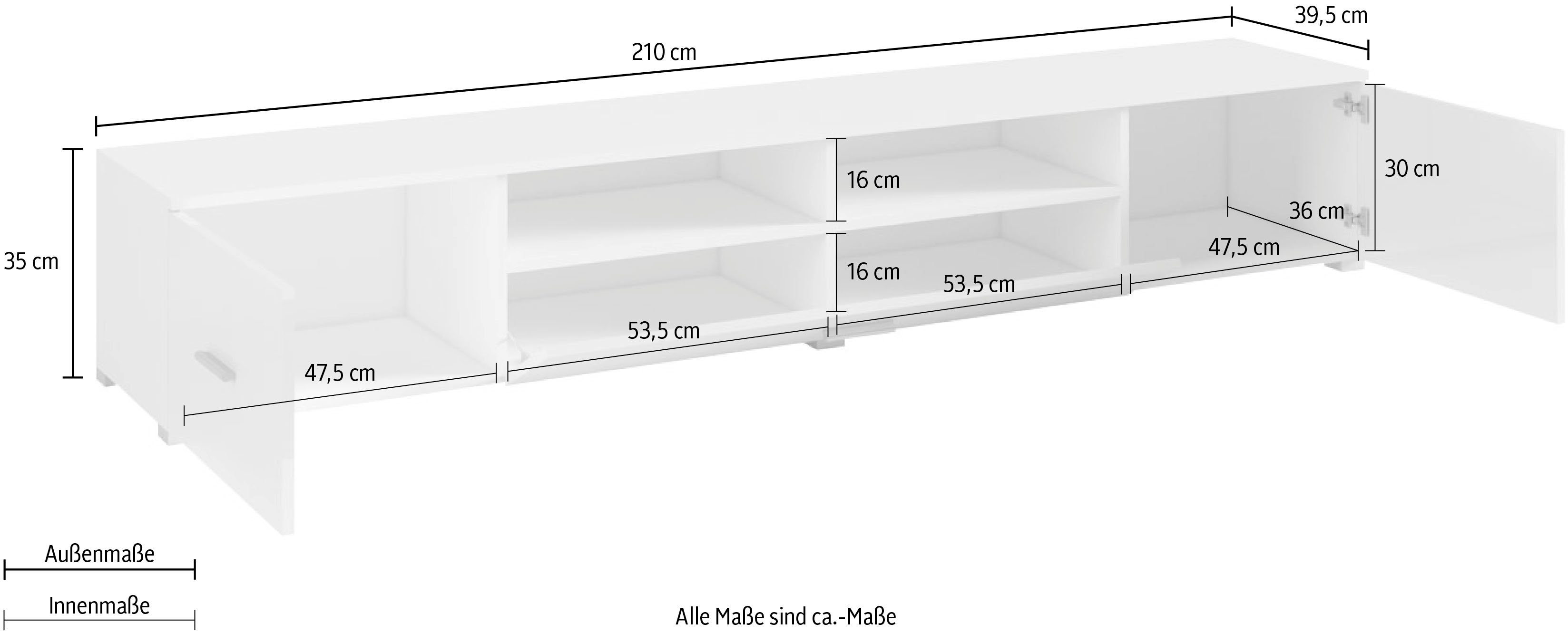 Helvetia Lowboard, Breite 210 cm