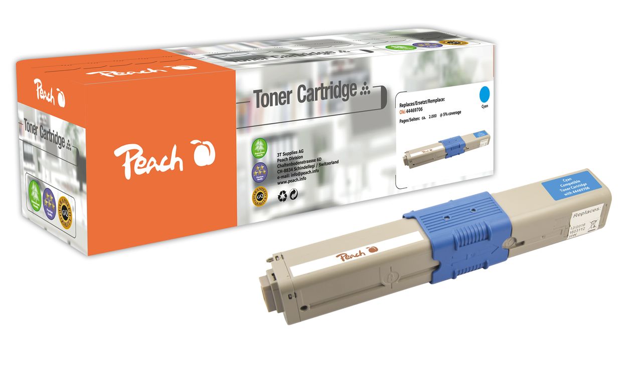 Peach Tonermodul cyan ersetzt Oki 44469706