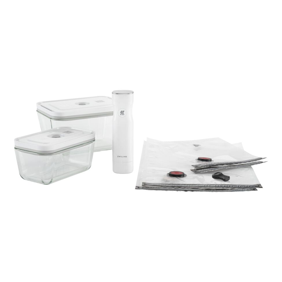Vakuum Starterset, Glas / M/L, 7-tlg, Weiß