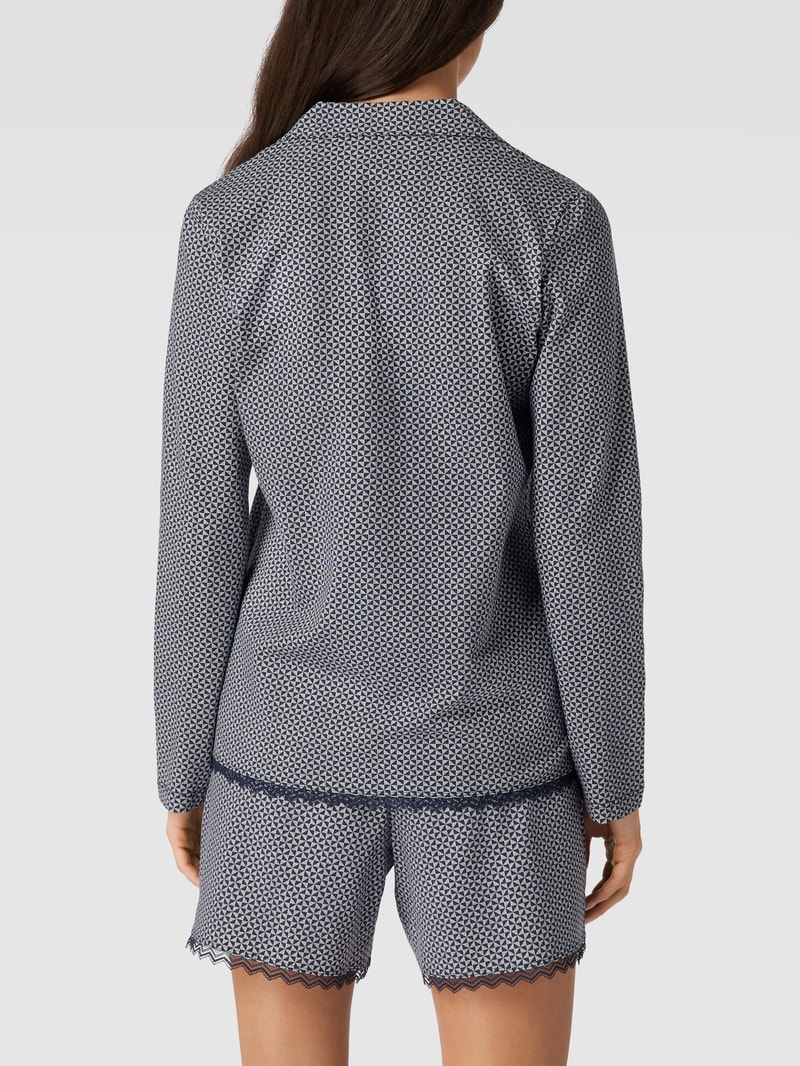 Pyjama-Oberteil mit Allover-Muster in dunkelblau
