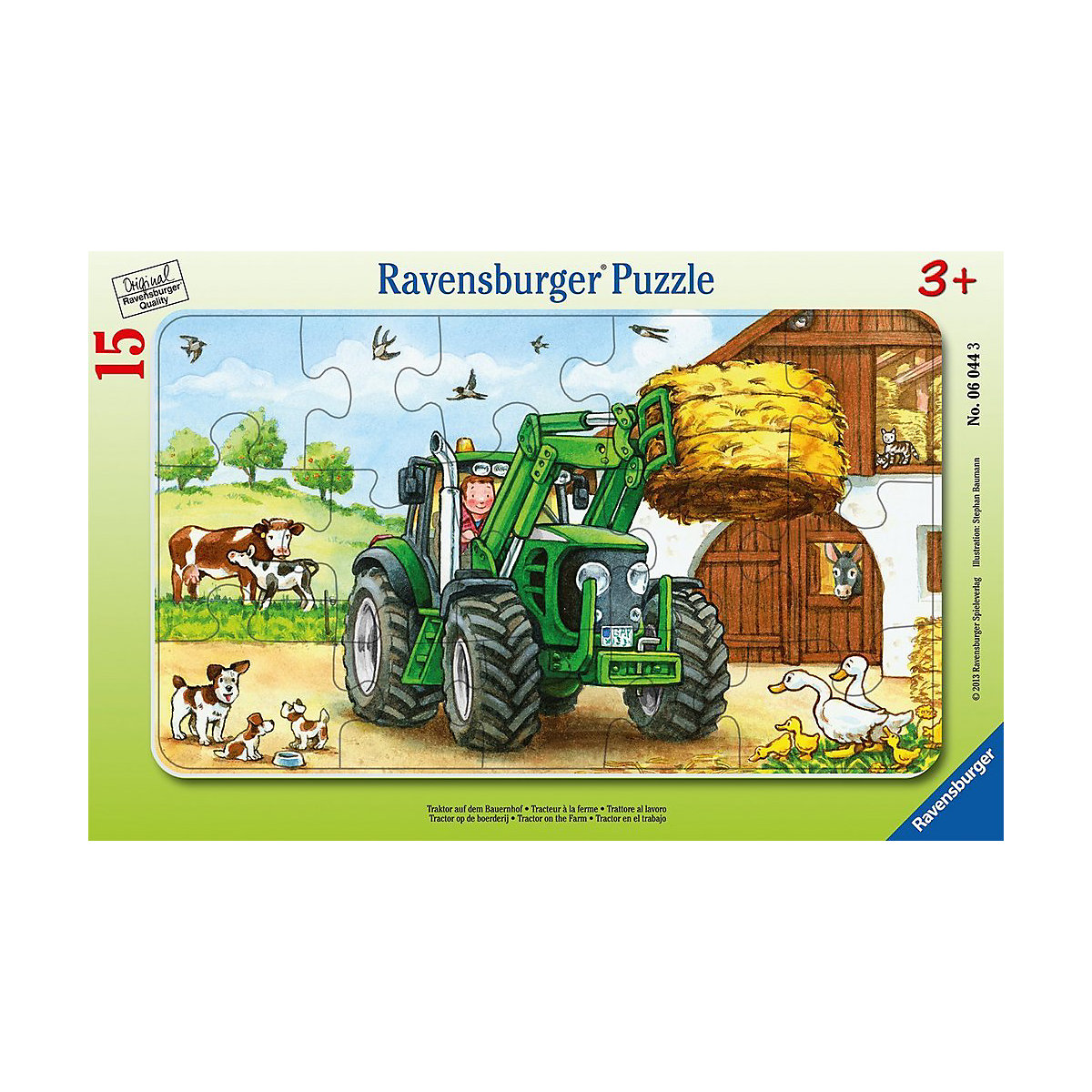 Rahmen-Puzzle, 15 Teile, 25x14,5 cm, Traktor auf dem Bauernhof