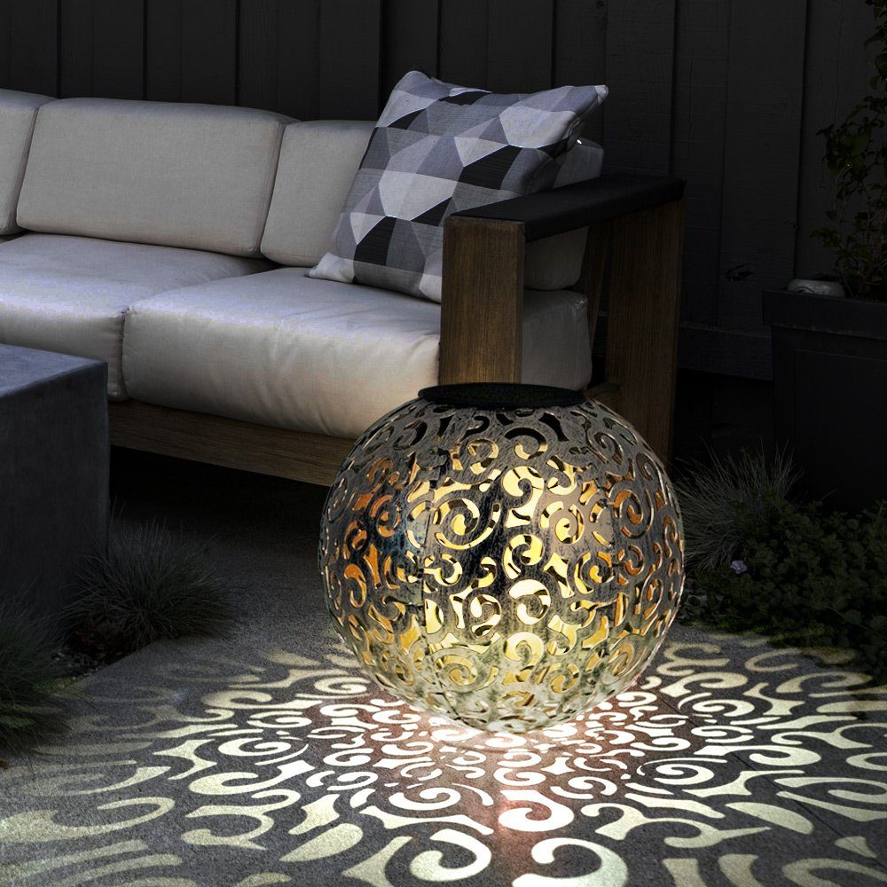 etc-shop Gartenleuchte, LED-Leuchtmittel fest verbaut, Warmweiß, Solarleuchte orientalisch Kugel Solar Kugellampe Erdspieß