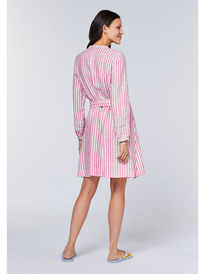 Polo Sylt Leinen-Kleid in Pink/ Weiß günstig kaufen