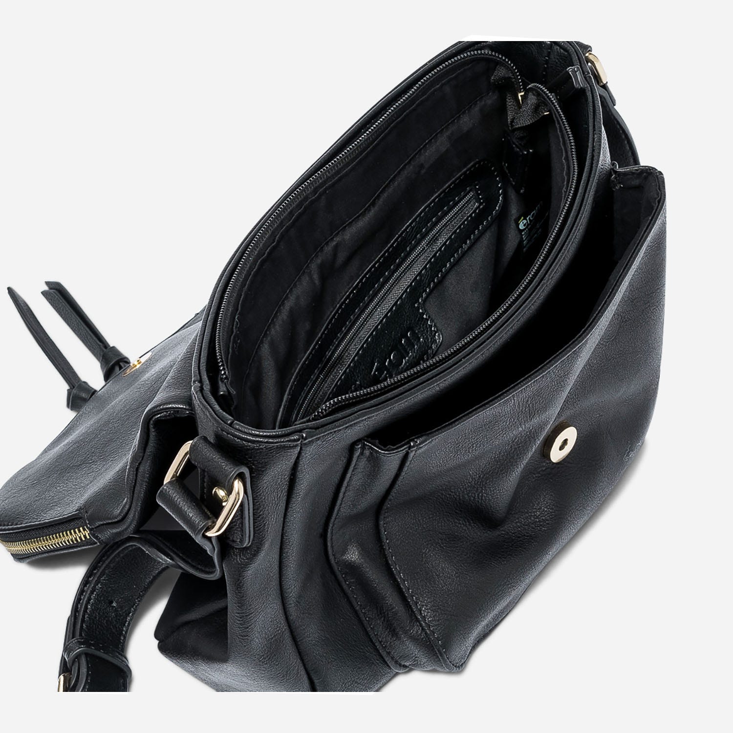 Sac besace noir avec rabat zippé