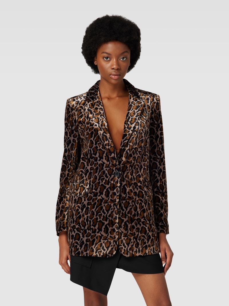 Blazer mit Animal-Print in schwarz