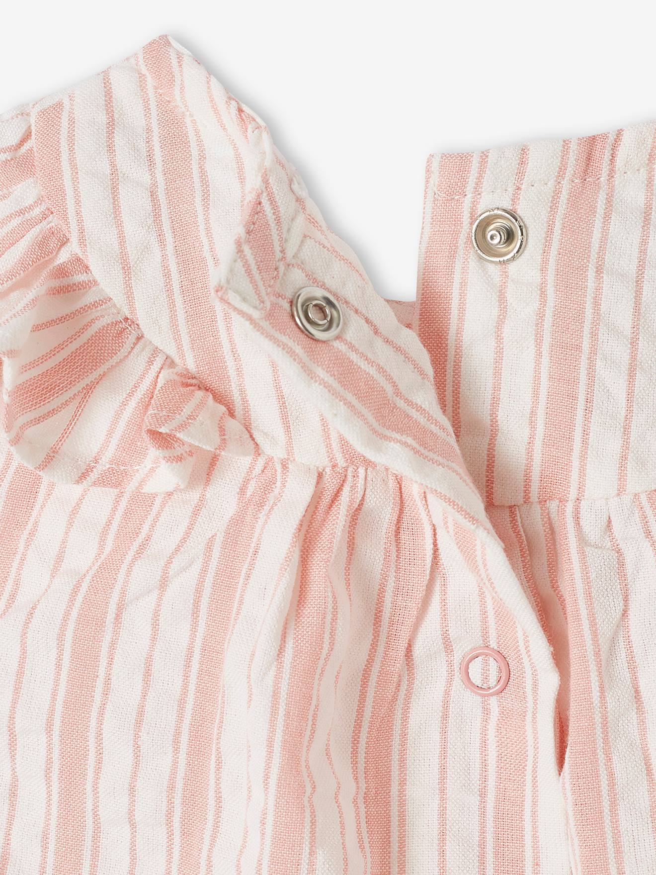 Vertbaudet Baby Kleid aus gestreiftem Seersucker - rosa