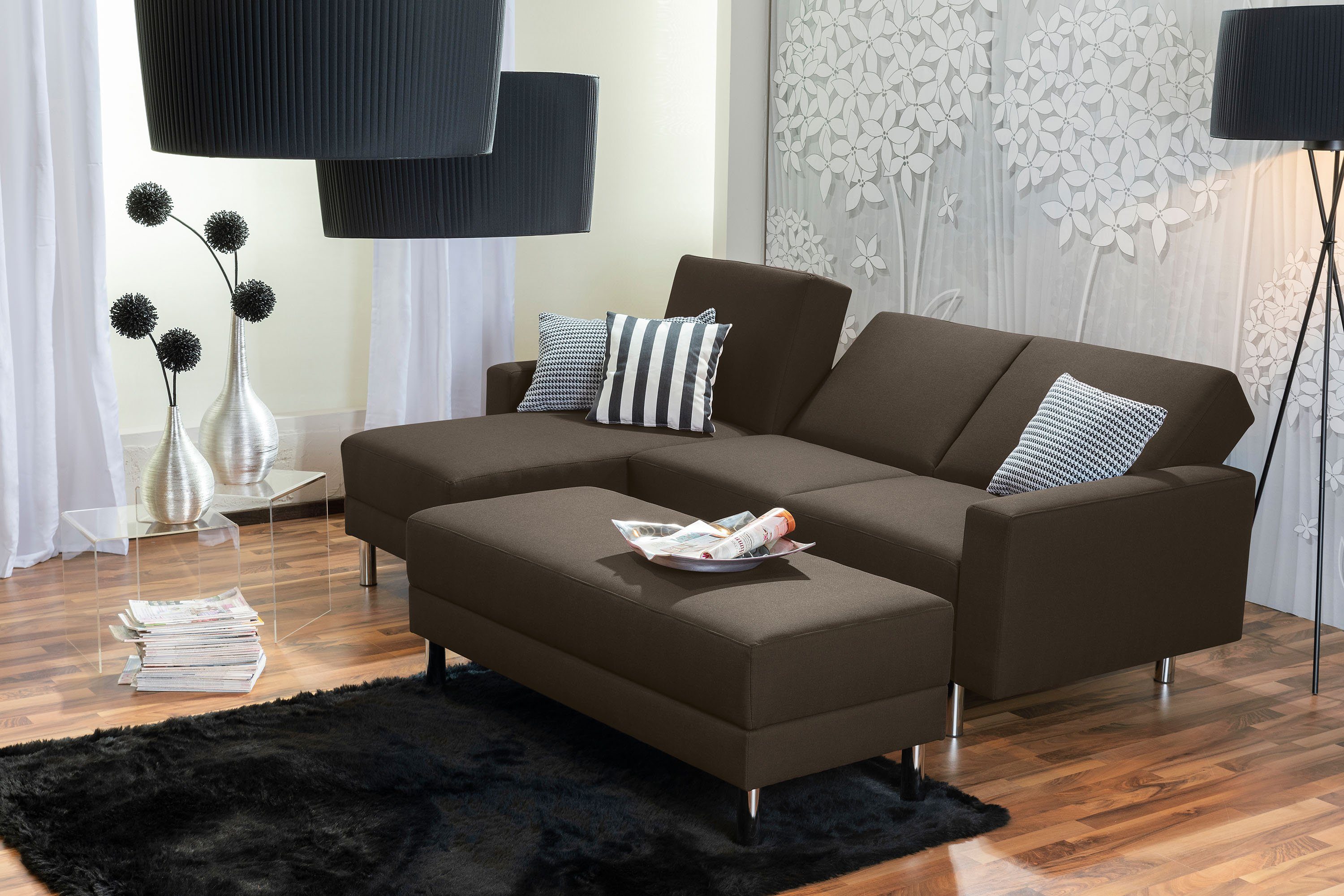 Max Winzer® Loungesofa Just Fashion Funktionssofa Flachgewebe braun, 1 Stück, Made in Germany