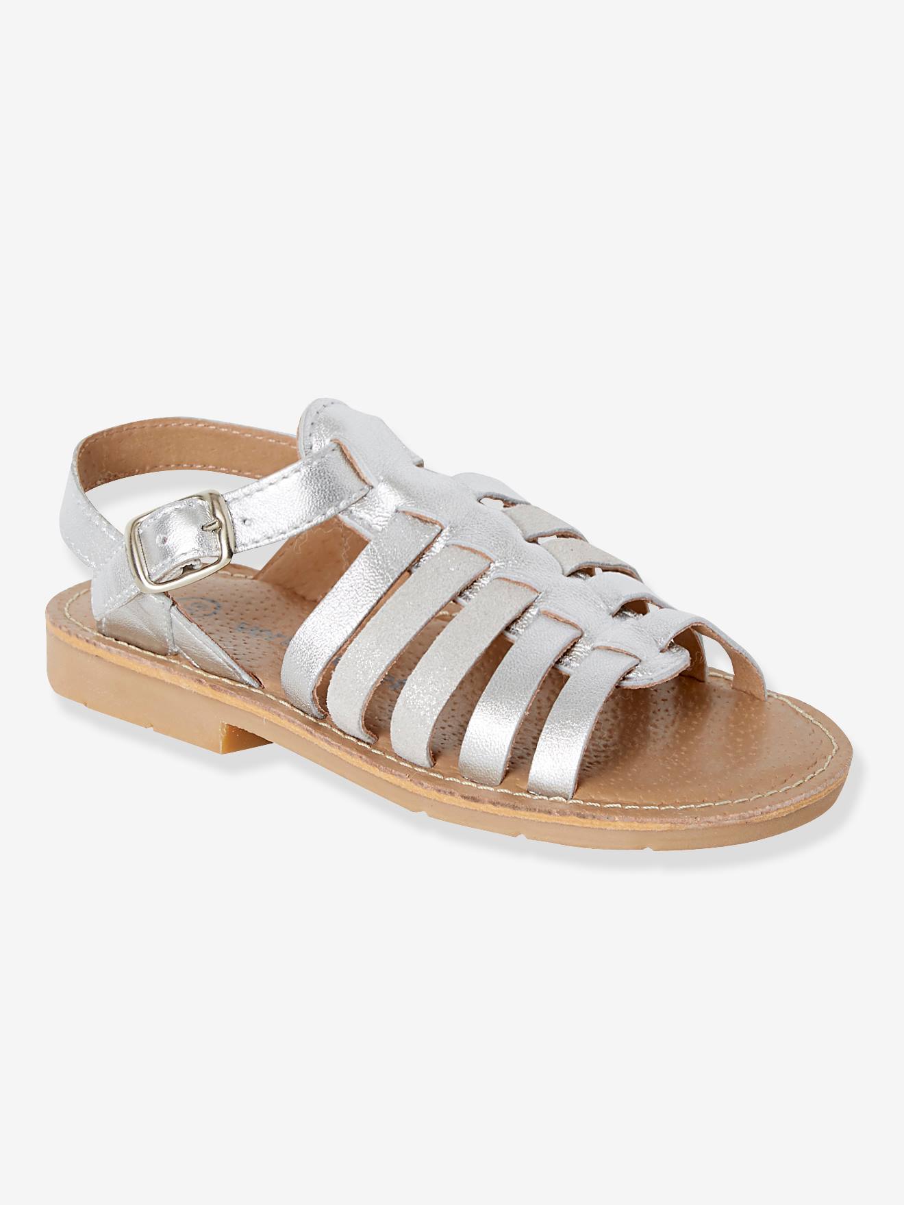 Sandales fille en cuir argent