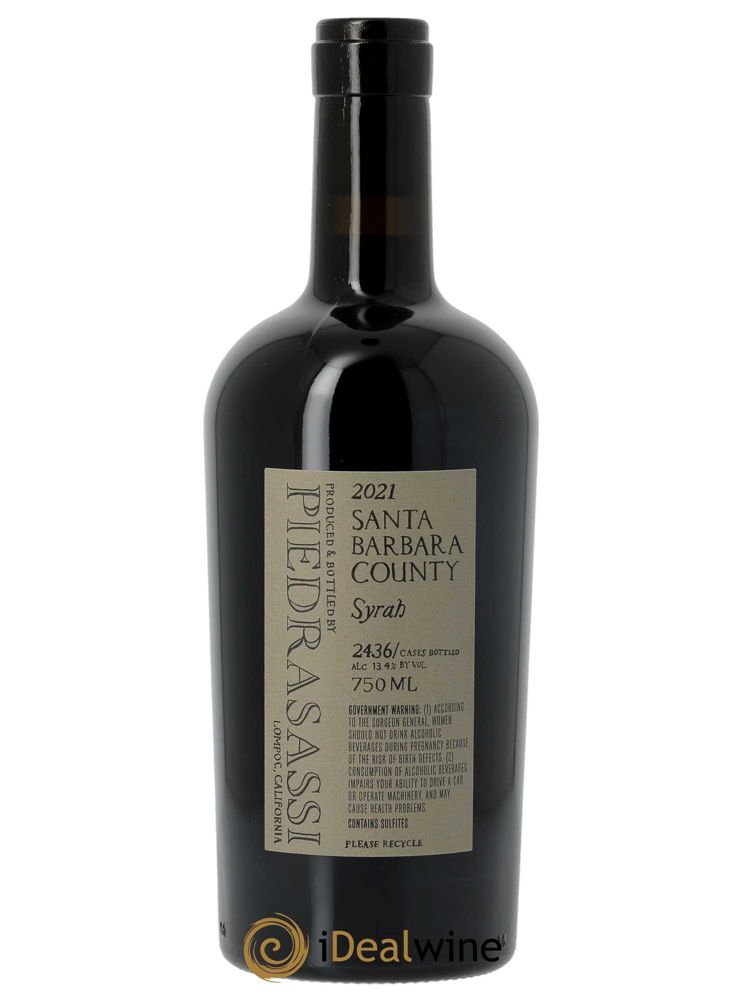 Santa Barbara County Piedrasassi PS Syrah Sashi Moorman et Melissa Sorongon  2021 - Lot de 1 Bouteille