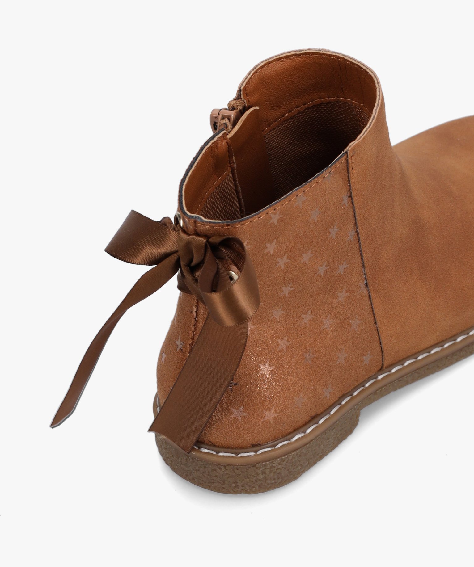 Boots fille en suédine motifs étoiles et ruban décoratif camel | GEMO