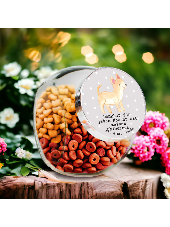 Mr. & Mrs. Panda Leckerli Glas Chihuahua Moment mit Spruch in Grau Pastell günstig kaufen