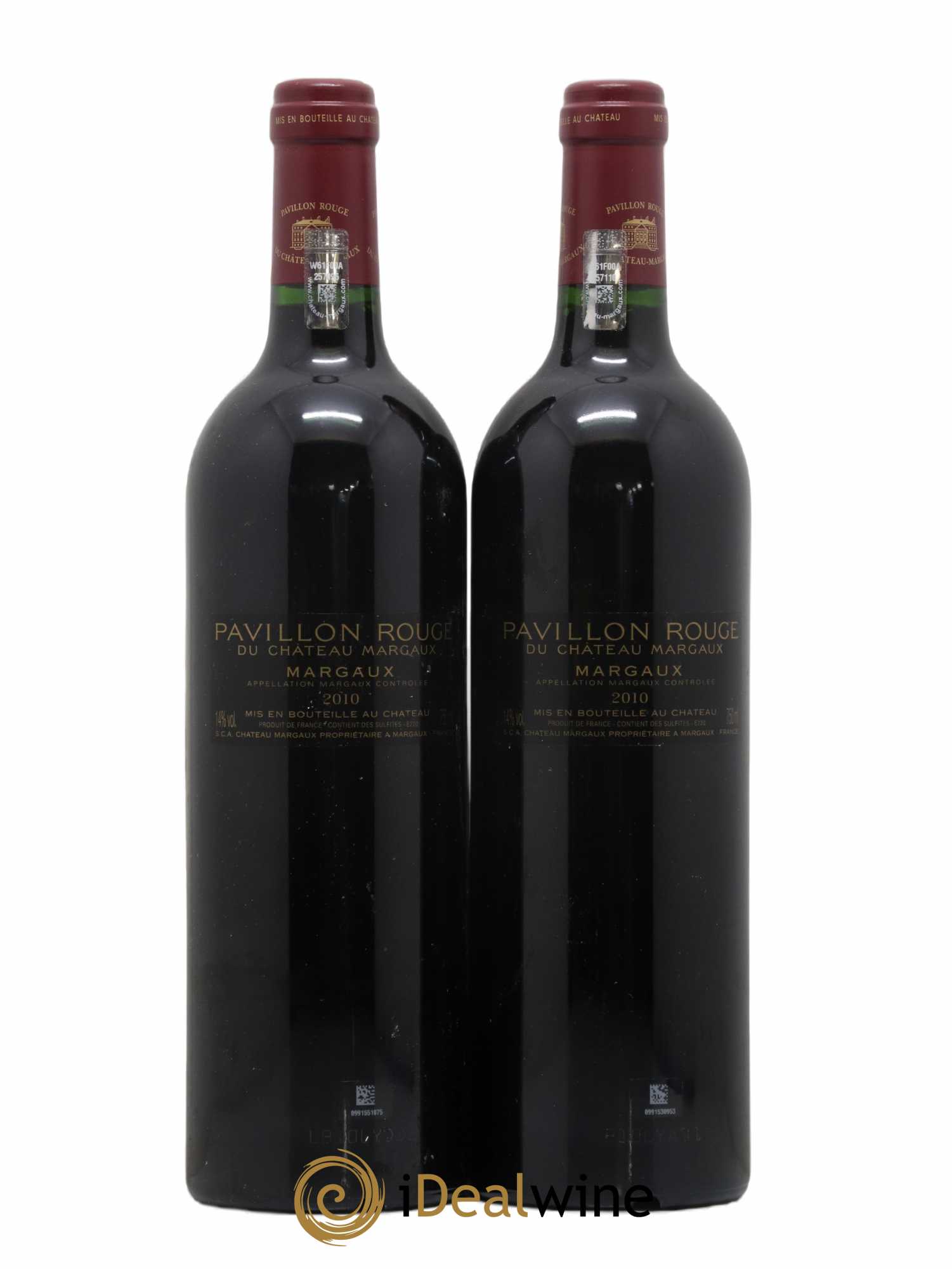 Pavillon Rouge du Château Margaux Second Vin  2010 - Lot de 2 Bouteilles