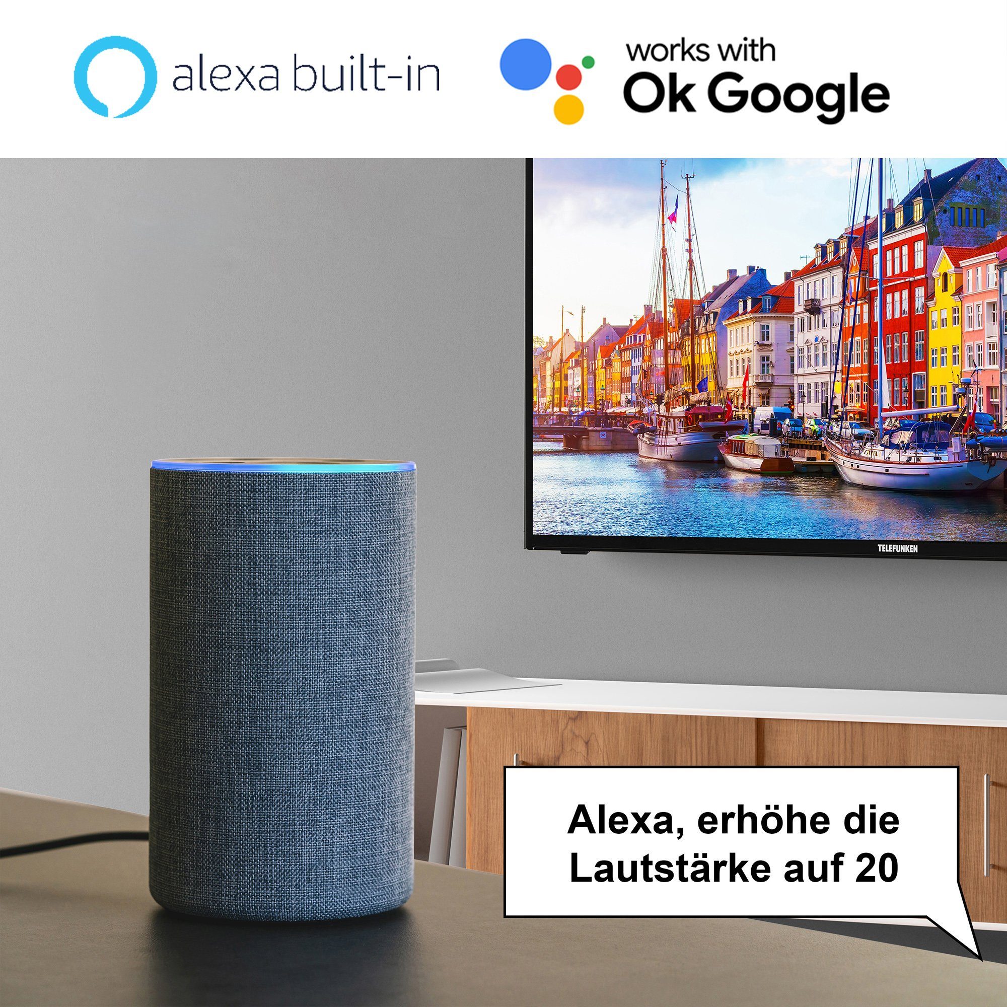 Telefunken QU55K800 QLED-Fernseher (139 cm/55 Zoll, 4K Ultra HD, Smart TV, HDR Dolby Vision, WCG, Triple-Tuner, Bluetooth, HD+ 6 Monate inkl)
