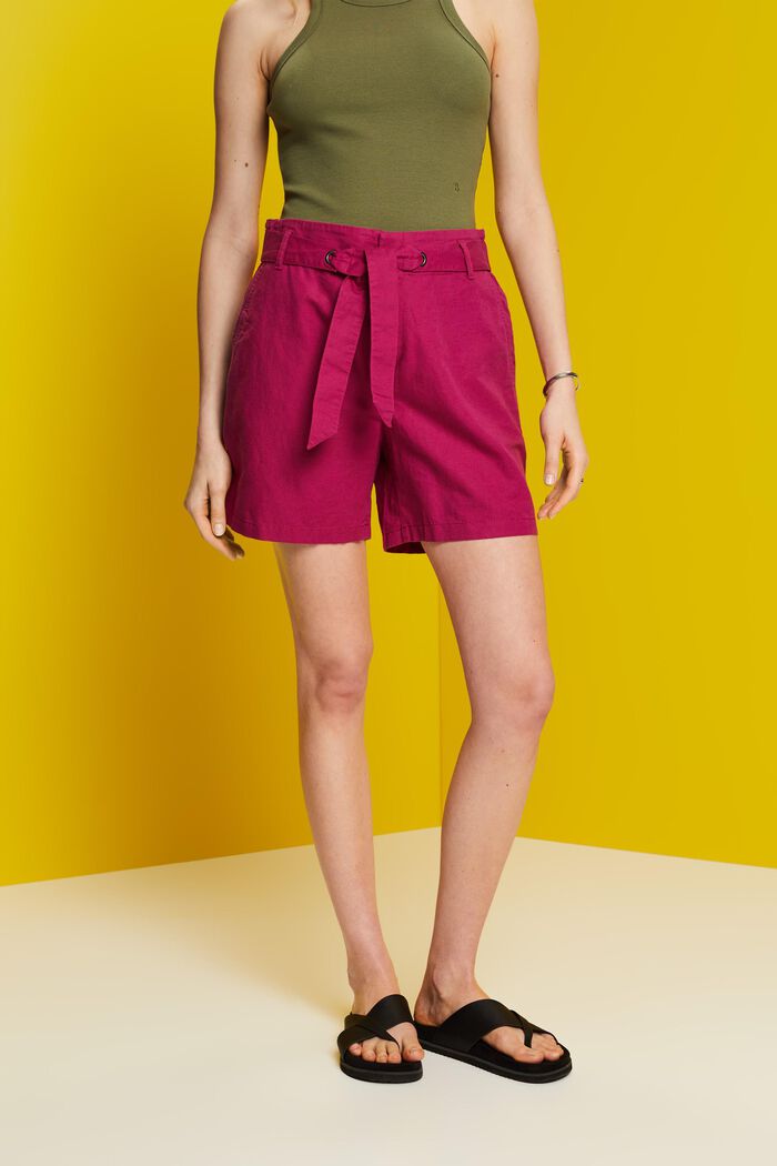 Shorts mit Bindegürtel, Baumwoll-Leinenmix