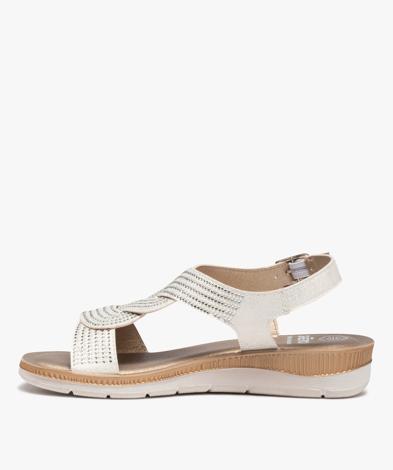 Sandales femme à brides strass et semelle amortissante blanc | GEMO