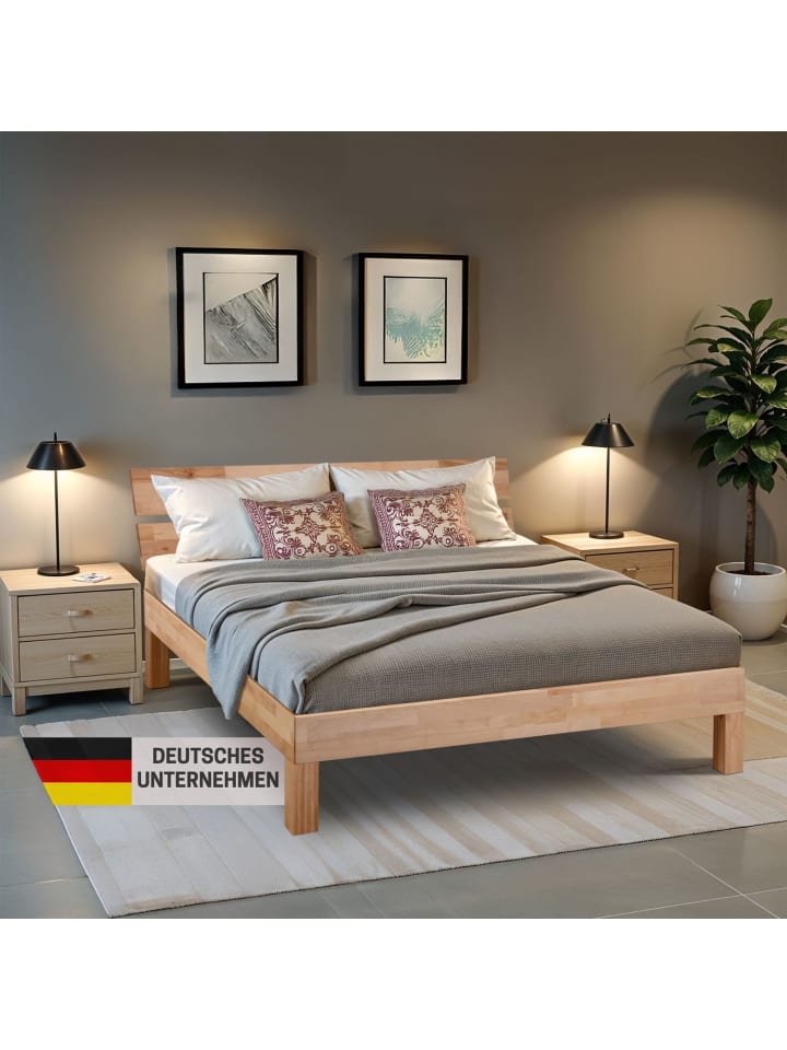 Coemo Bett Massivholz Leah  in Buche natur günstig kaufen