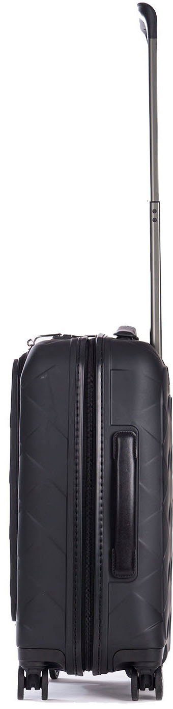 Stratic Hartschalen-Trolley Leather&More S mit Vortasche, matt black, 4 Rollen, mit NFC-Chip; Laptopfach