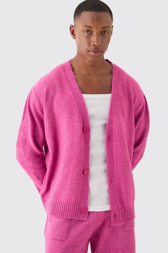 Kastiger Strick-Cardigan in Dunkelblau