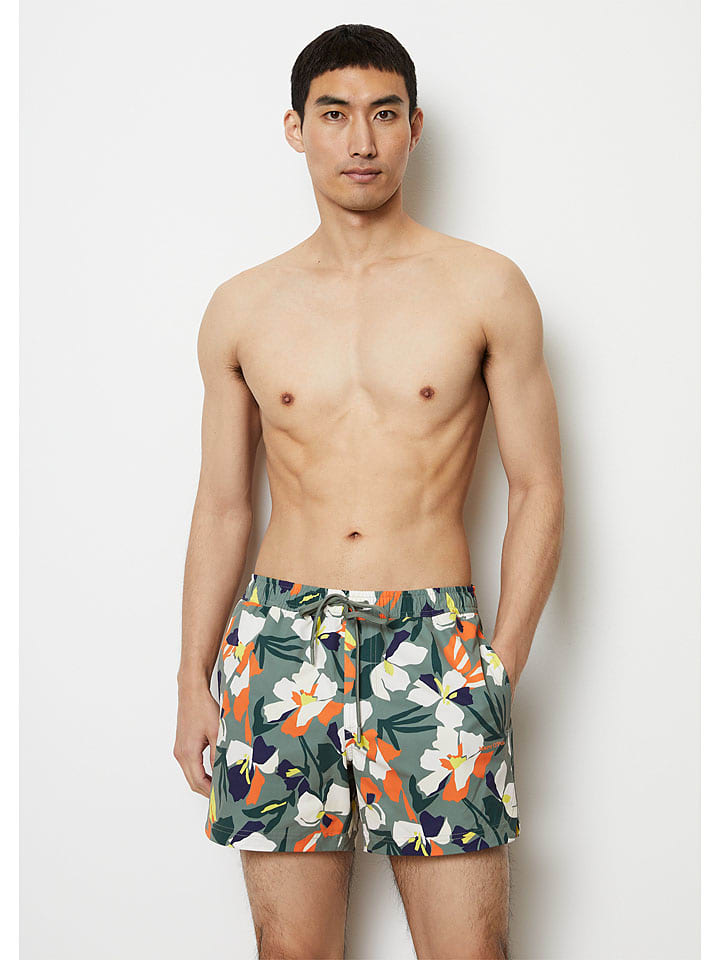 Marc O´Polo Bodywear Badeshorts in Oliv/ Orange/ Creme günstig kaufen