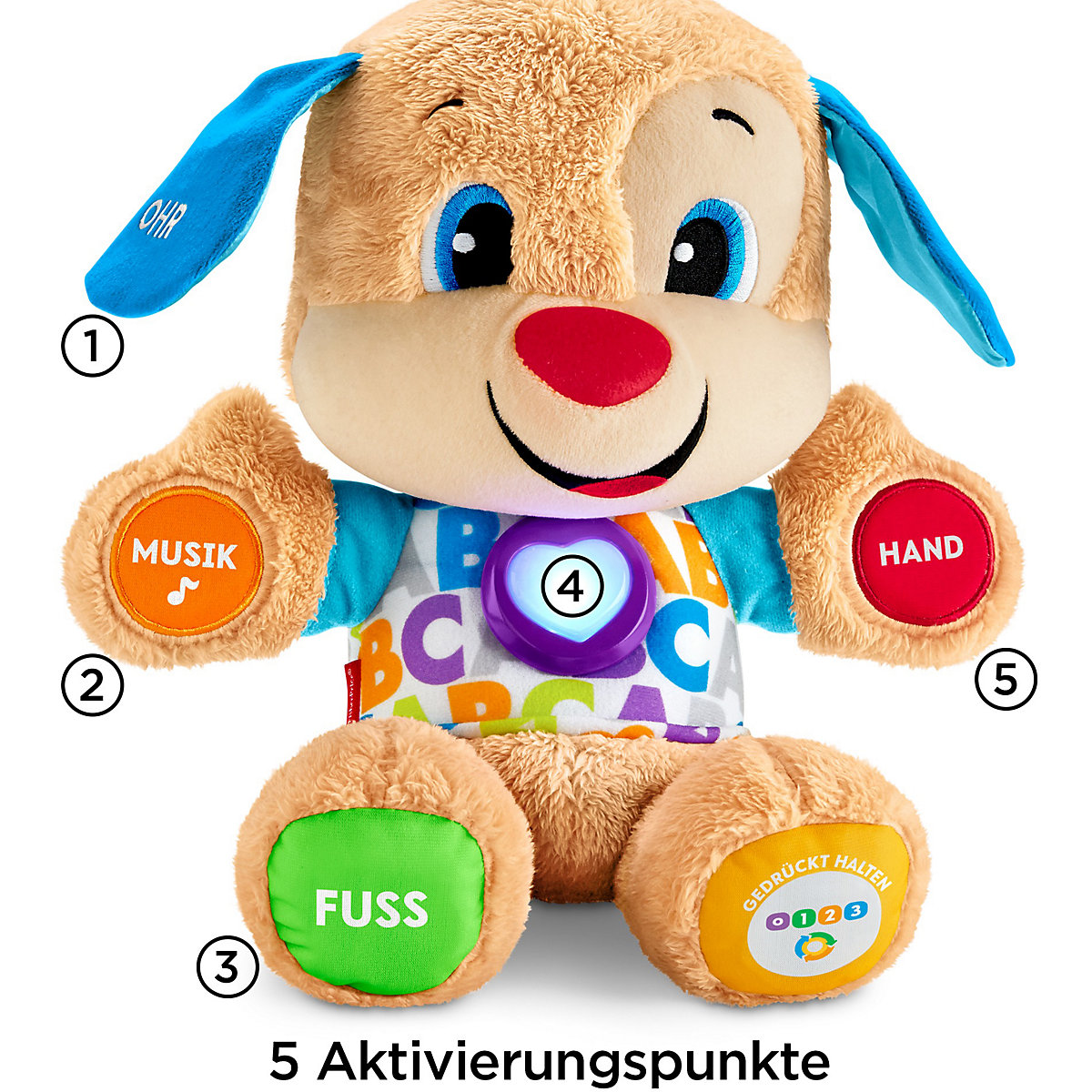 Fisher-Price Lernspaß Hündchen, Baby-Spielzeug mit Musik, Kuscheltier, Lernspielzeug