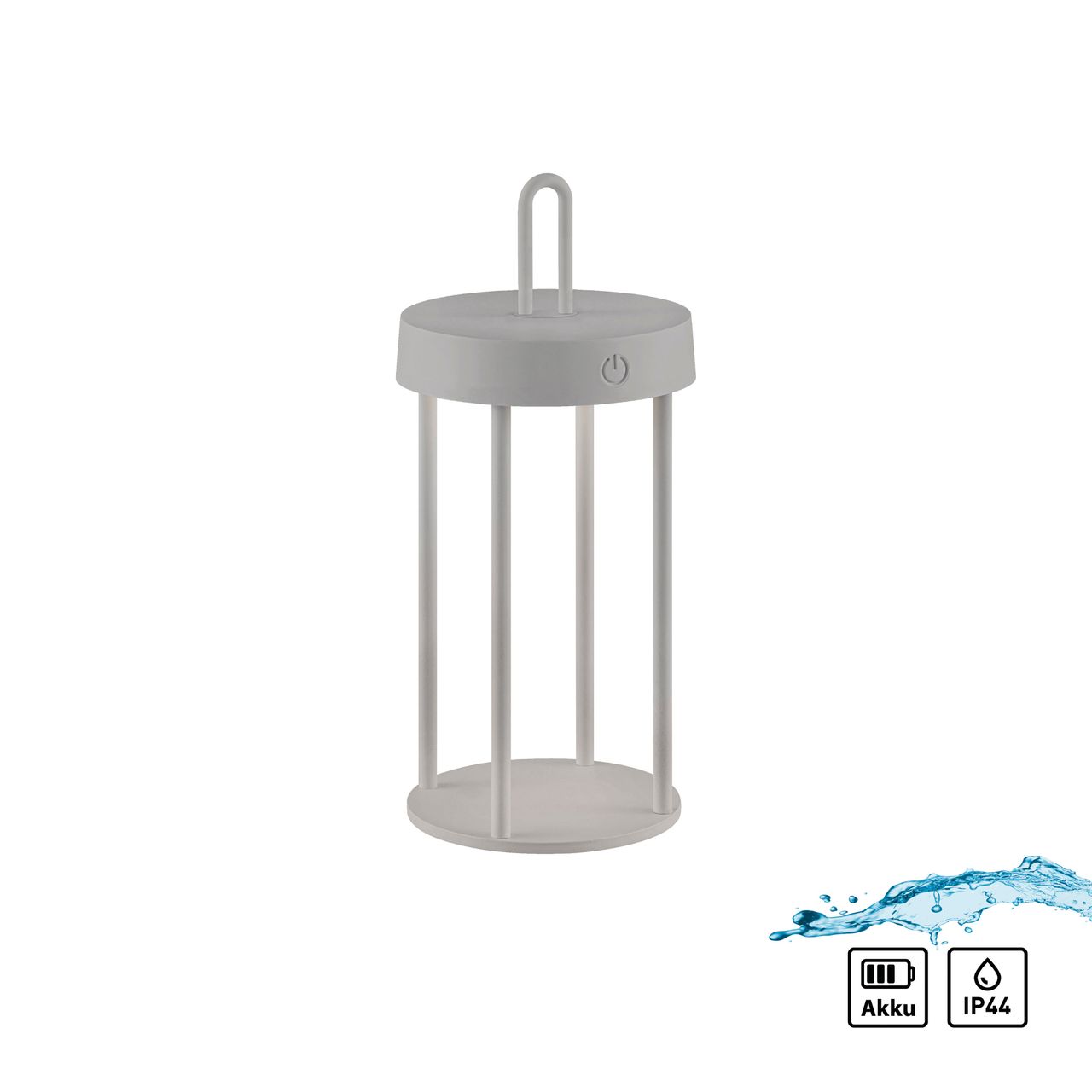 JUST LIGHT Akku Tischleuchte ANSELM, 1x LED-Board/1,50Watt/2700Kelvin, IP44, Greige