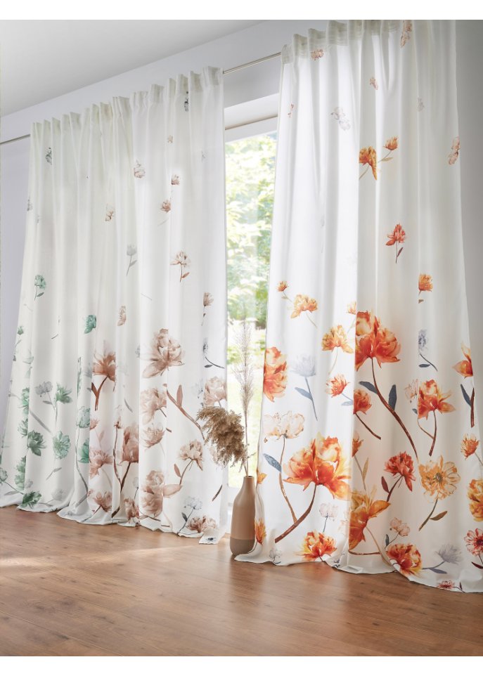 Microfaser Vorhang mit Blumenmuster (1er Pack)