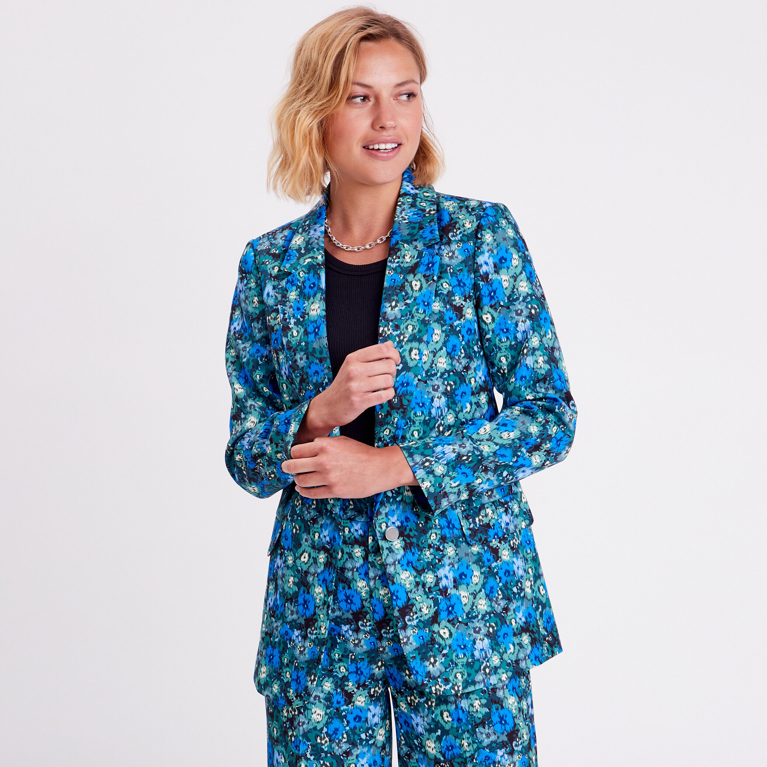 Veste blazer droite vert femme | Cache Cache