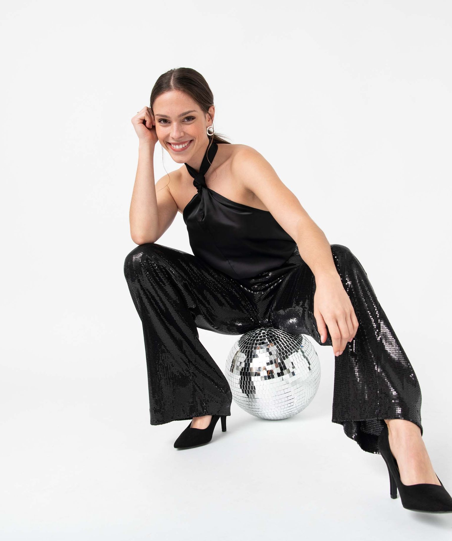 Blouse femme encolure américaine Gémo x Nolwenn Crème noir | GEMO