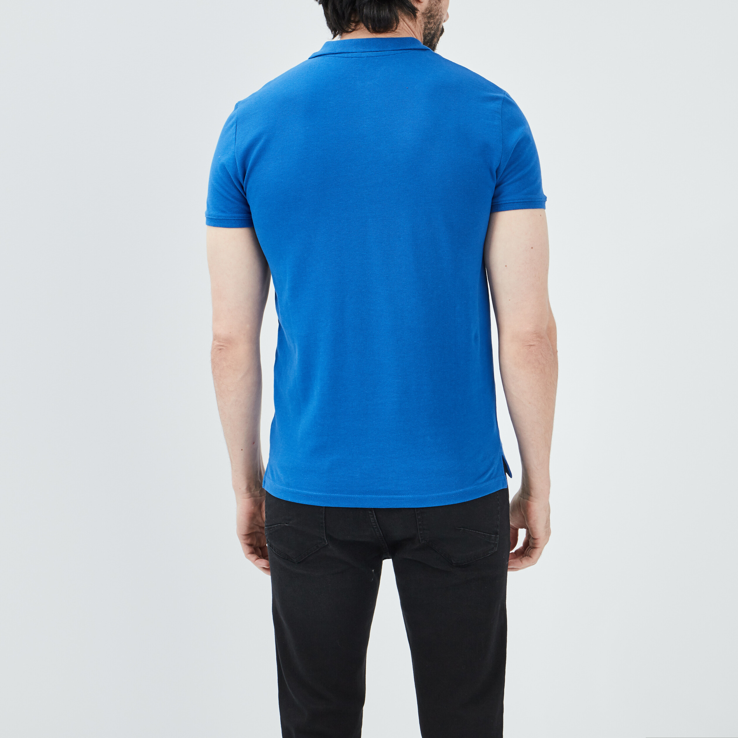 Polo en coton manches courtes bleu roi homme | La Halle