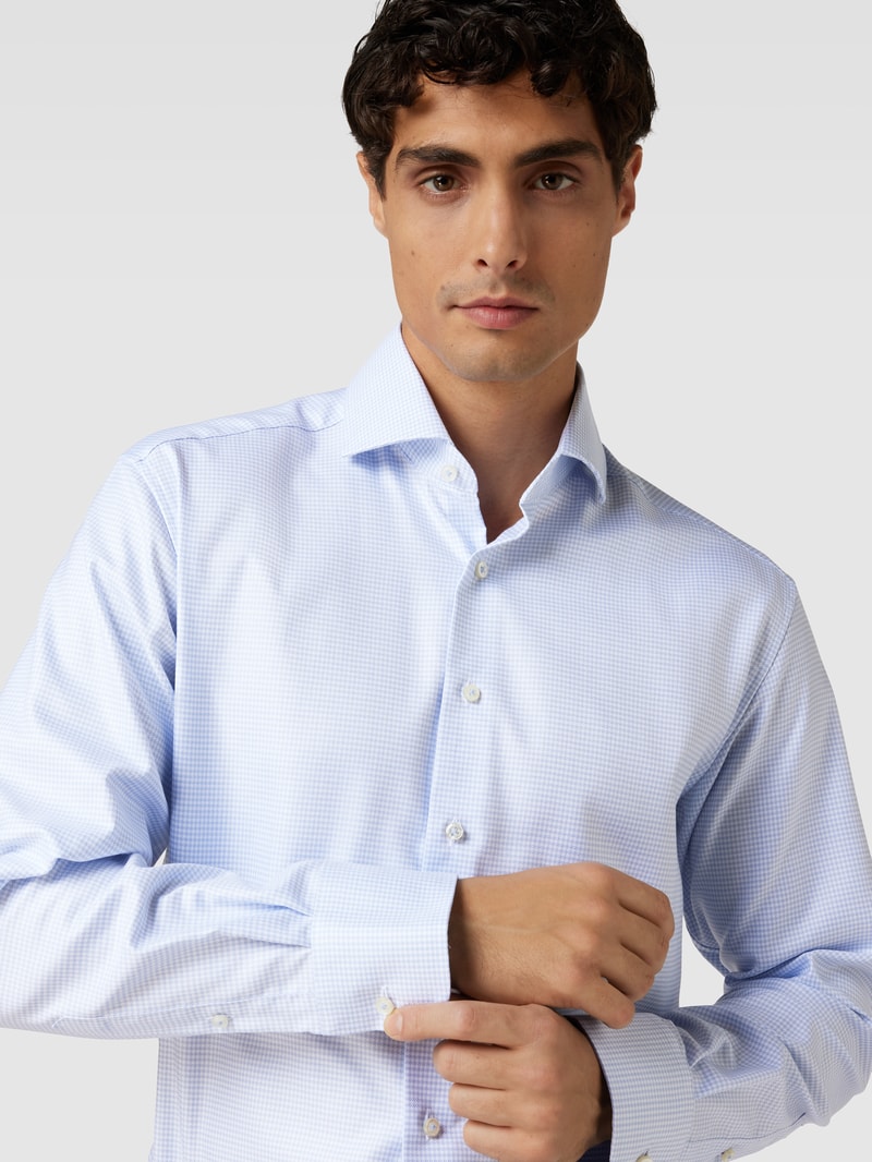 Slim Fit Premium Shirt mit Haifischkragen in bleu