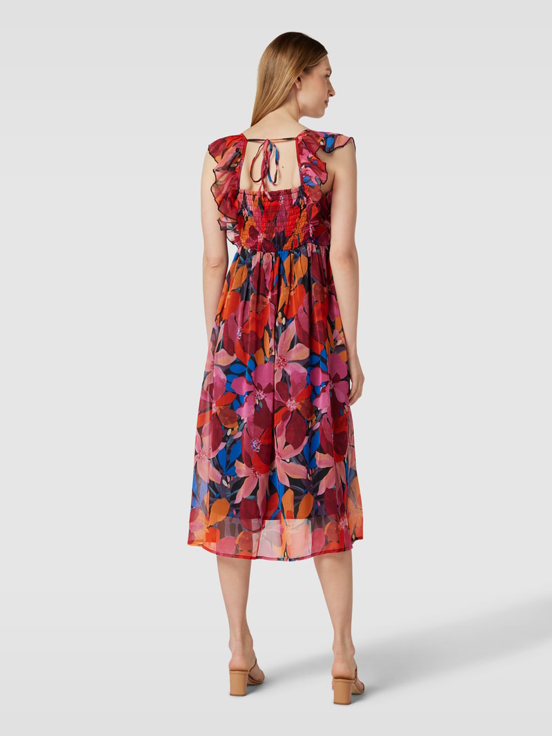 Knielanges Umstands-Kleid mit floralem Muster in pink