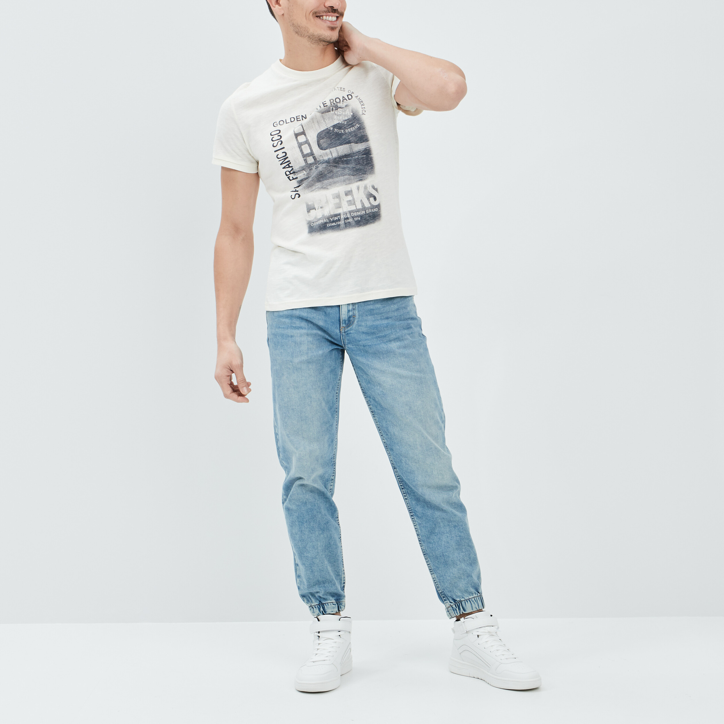 T-shirt manches courtes Creeks ivoire homme | La Halle