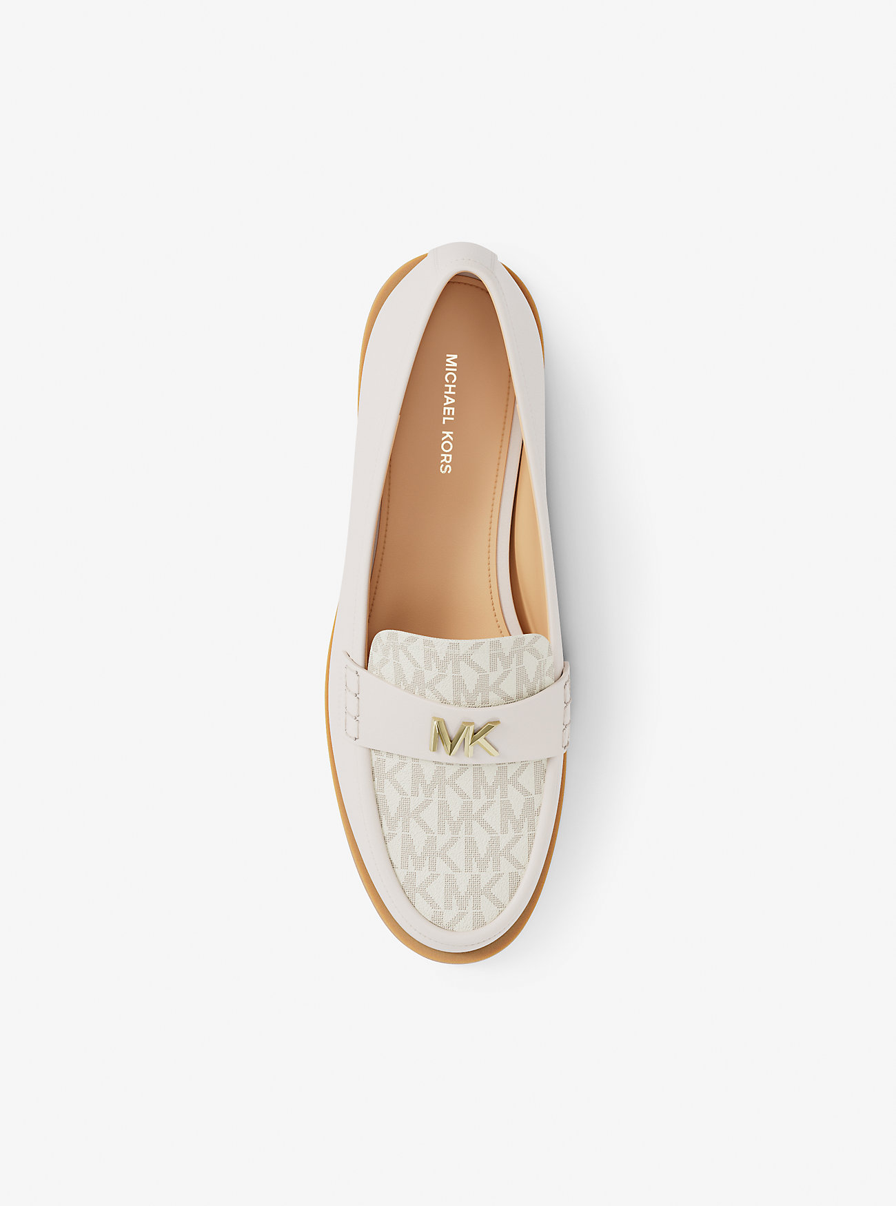 Lex skinn- og signaturlogo-loafer – VANILLA