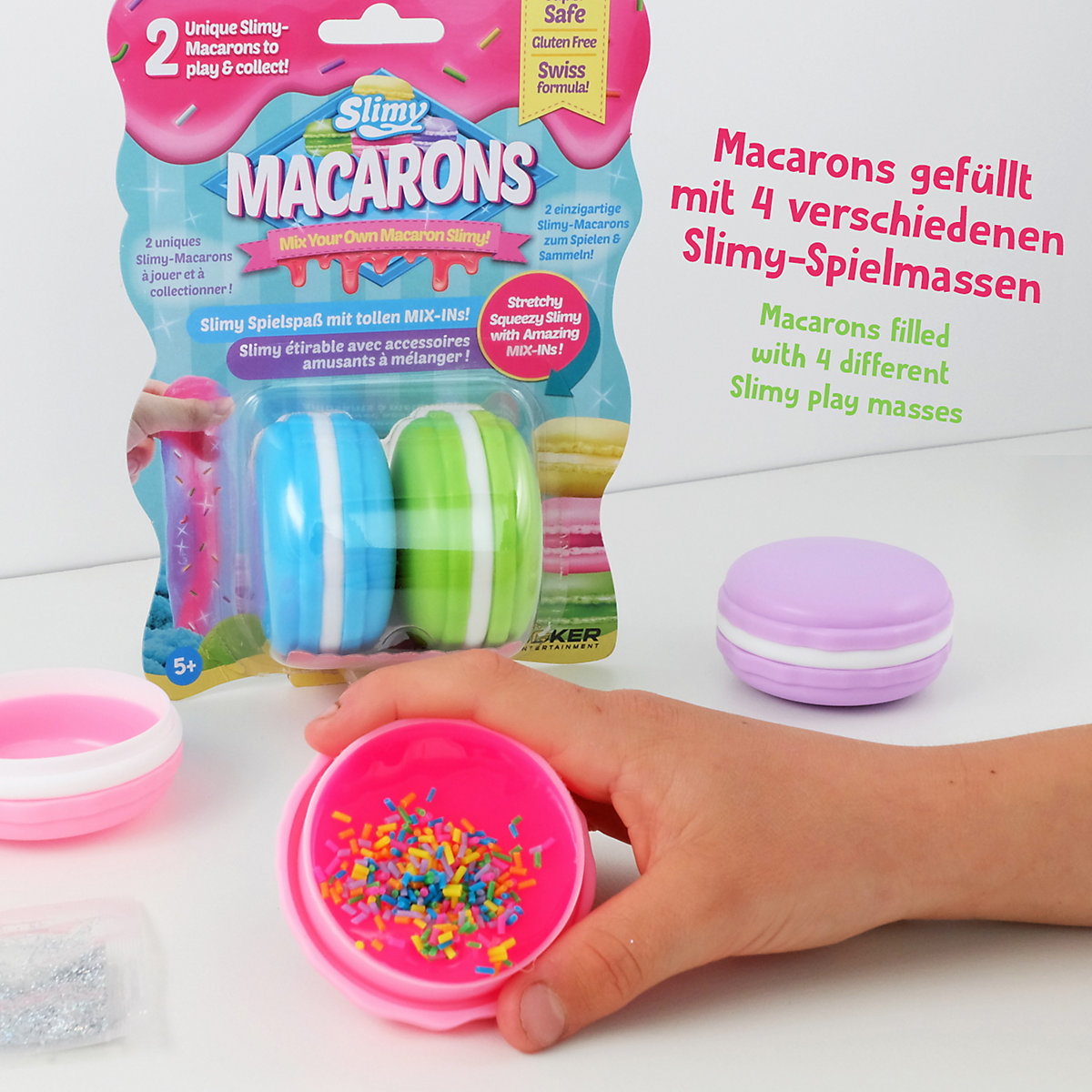 SLIMY® Macarons 2 x 50g - Original Slimy Slime Set mit verschiedenen Spielmassen, Glitzer und Streusel zum Einkneten
