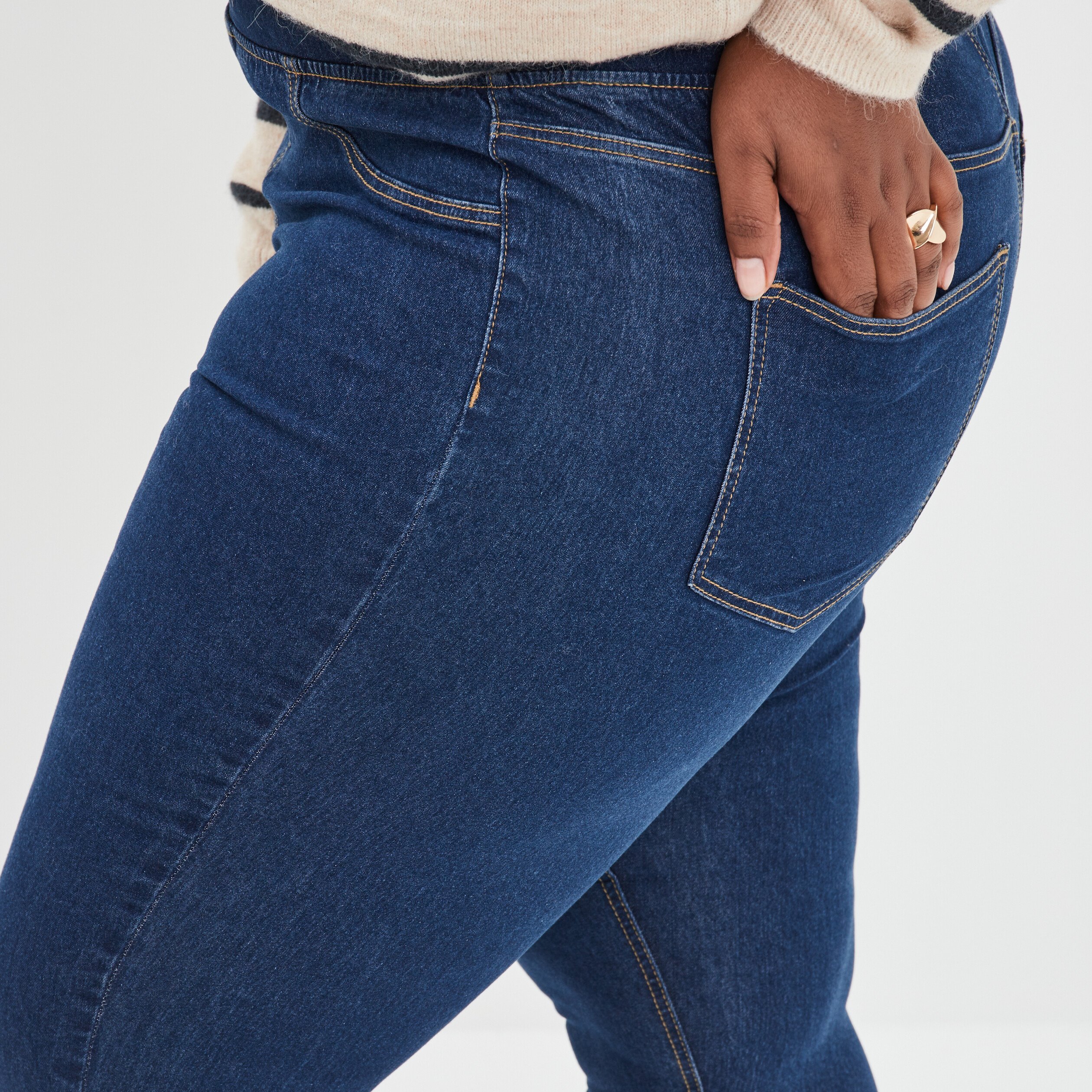 Jegging taille haute matière recyclée bleu femme grande taille | La Halle